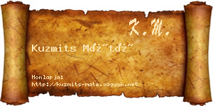 Kuzmits Máté névjegykártya
